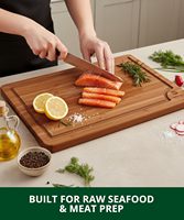 Planches à découper en bois Royal Craft pour appareils de cuisine - Ensemble de planches à découper en bambou non toxique avec rainure profonde pour les jus