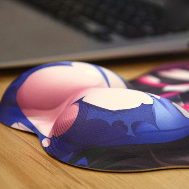 Custom Printed 3D Boob Mouse Pad with Silicone Wrist Rest-Cartoon Gaming Design Stock Available