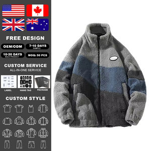 Veste en polaire KingSen personnalisée à blocs de couleur pour homme, chaude, entièrement zippée, décontractée, coupe ample, style streetwear, pour l'hiver - Product Image 2