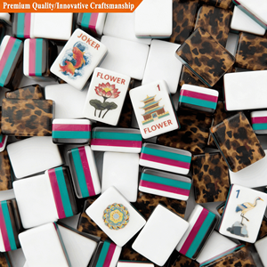 ชุดไพ่นกกระจอกอเมริกัน 4 ชั้น แบบกำหนดเอง 160 166 แผ่นอะคริลิค ลายเสือดาวและเต่า ดีไซน์หรู ทนทาน เหมาะสำหรับเล่นในคาสิโน ไอเดียของขวัญ - Product Image 1