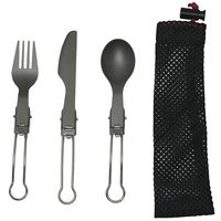 Ensemble de couverts de camping pliables en titane pur Polar Everest, écologiques et portables, cuillère, fourchette, couteau, pour pique-nique en plein air