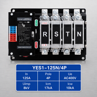 Commutateur de transfert automatique YUYE 2P 4P PC ATS à niveau de milliseconde, double alimentation, 400V 100A 20kA pour usage industriel
