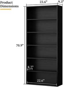 Étagère ouverte à six niveaux en bois naturel, idéale pour le rangement et la présentation, convient pour le bureau à domicile et le salon, optimise l'espace familial. - Product Image 2