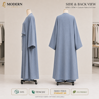 Ensemble Abaya Personnalisé en Mélange de Lin, Cardigan Ample et Pantalon Large, Trois Pièces, Vêtements Modestes, Fabricant d'Abayas