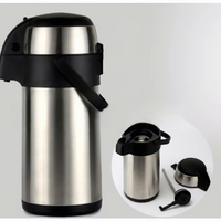 Thermos à pompe à air en acier inoxydable de 2,5/3/3,5 L, bouteille isotherme portable à double paroi, bouteille d'eau isolée sous vide