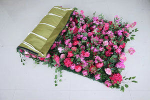 Panel de pared de flores romántico y de ensueño para bodas, 8 pies x 8 pies, rosas rosas, hecho a mano, poliéster, reutilizable, artificial, 3D - Product Image 2
