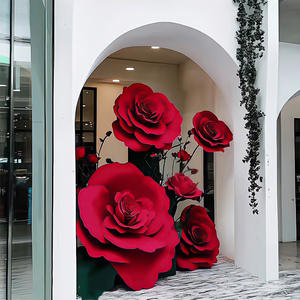 Décoration de mariage en forme de rose géante pour l'extérieur, ensemble de roses artificielles, grand centre commercial, rose géante en EVA, vraie rose - Product Image 2