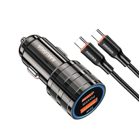 KAKUSIGA 75W 1C1A Kit Pengisi Daya Cepat Mobil, Paduan Seng 45W PD + 30W QC dengan Kabel Tipe-C untuk Ponsel & Tablet