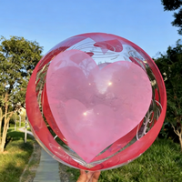 Ballon à bulles transparent en hélium Uzer de 20 pouces avec imprimé cœur pour la décoration de la Saint-Valentin