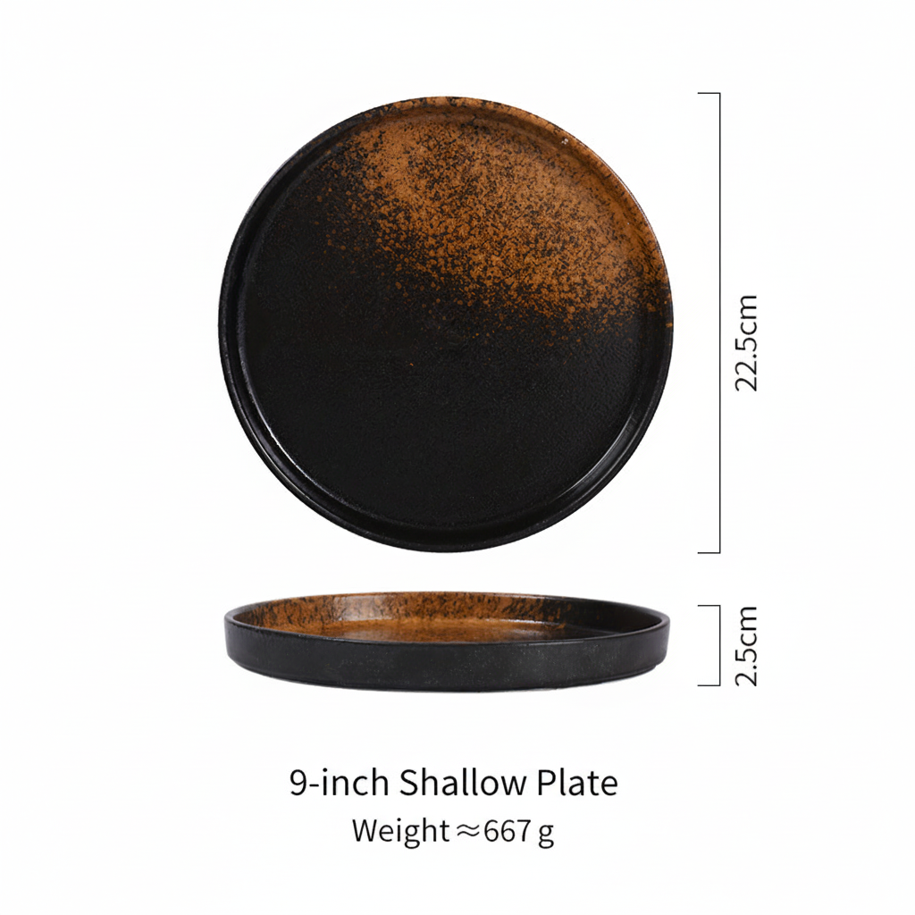 Black 9 inch flat bottom tray ink cloud