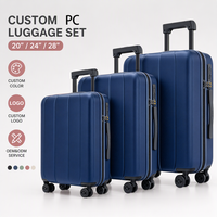 Set Koper PC Custom 20/24/28 Inch Hardshell Trolley dengan Roda Spinner, Pabrik OEM ODM, Cetak Logo