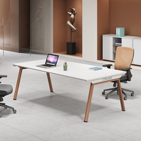 Table de conférence rectangulaire moderne en bois écologique, modulaire et extensible, avec pieds en métal pour le bureau, mobilier de bureau