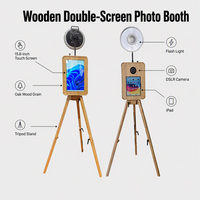 Draagbare retro houten dubbelzijdige fotohokje met touchscreen compatibele iPad DSLR camera voor bruiloften, verjaardagen en evenementen