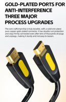 Cable HDMI 2.0 4K 60Hz, Macho a Macho, PVC, Amarillo y Negro, Moldeado, 1M 1.5M 2M 3M 5M 10M, para Monitor, Proyector, Laptop, OEM, ODM