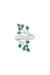 <b>Emerald</b> and Diamond <b>Ring</b> in 92.5 Sterling <b>Silver</b> KLSR-11669 - Product Image 3
