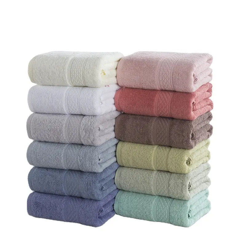 100% القطن الفاخرة لون عادي منشفة للحمام 100 منشفة قطن