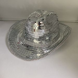 Chapeau de cowboy <span class=keywords><strong>disco</strong></span> miroir argenté étincelant pour femmes le plus populaire - Product Image 3