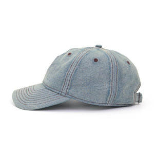 Retro 6 Tấm Đường Cong Brim Vừa Hồ Sơ Cap Với Có Thể Điều Chỉnh Kim Loại Khóa Hat Cổ Điển Rửa Sạch Denim Cổ Điển Mũ Bóng Chày - Product Image 6