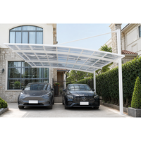 Abri de voiture moderne de luxe pour l'extérieur, résistant au vent et à la neige, avec toit arqué en PC et aluminium, auvent de garage