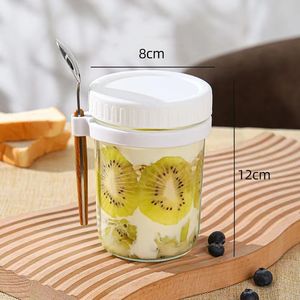 Tasse à petit-déjeuner légère en verre de grande capacité, scellée avec couvercle et cuillère, portable pour lait, salade et yaourt - Product Image 6