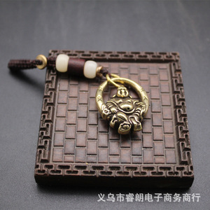Maitreya Buddha Keychain Brass Pendant <b>Car</b> Decor Desktop <b>Ornament</b> Unisex Gift Themed Charm Copper Alloy - Product Image 1