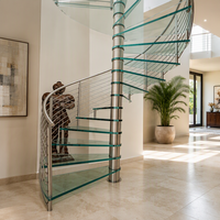Escalier en colimaçon moderne, kit d'escaliers flottants intérieurs, escalier modulaire en verre trempé et acier, appartement écologique et sûr
