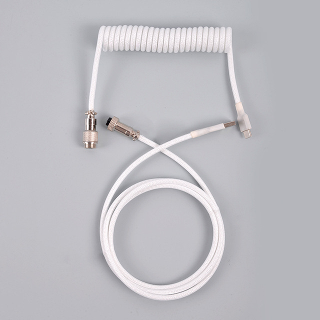 Premium Custom Aviator Coiled Cable for Mechanical Keyboards USB C GX16 Plug Compatible Made of Pure Copper with TPE Jacket