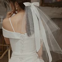 LUOXIN Nouveaux Accessoires pour Cheveux Courts Tulle Doux Mariage Perle Voile de Cheveux de Mariée