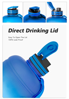 Geïndividualiseerd logo OEM Sport Frost Drinkfles Halve Liter Waterfles Fitness Sportfles Zwarte Gymfles 64oz Waterfles