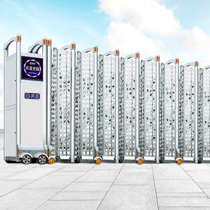 <span class=keywords><strong>Portail</strong></span> extérieur rétractable moderne QG-J1704, coulissant automatique, en acier inoxydable argenté, commande sans fil, anti-collision, hôtels - Product Image 3