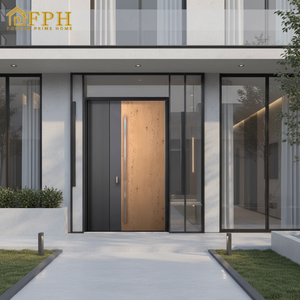 Puertas Exteriores de Acero de Alta Seguridad Foshan con Manija Larga, Diseño Moderno, Puerta Principal de Entrada para Vivienda Residencial - Product Image 1