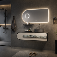 Miroir de salle de bain LED sans cadre rétroéclairé, anti-buée, avec capteur tactile, fixation murale, éclairage doux pour hôtel et maison