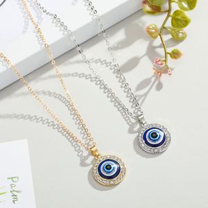 Collier pendentif œil turc bleu populaire en gros avec diamant œil turc tendance pour accessoire de chaîne de pull - Product Image 1