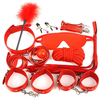 Set Erótico de 10 Piezas para Parejas, Kit de Bondage BDSM, Esposas, Látigo, Accesorios Fetichistas con Correas de Cuero, Juguetes Sexuales Exóticos