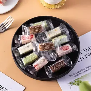 ins hot selling clear machine package bag candy Nougat cookie energy bar HAPPYNESS design transparent machine sealing bag