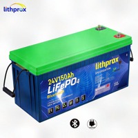 Batterie LiFePO4 haute capacité 24V 150AH Grade A 6000+ cycles Stockage domestique BMS intelligent Bluetooth Prise Anderson CE RoHS IP67 OEM ODM