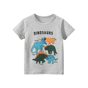 Stampa dinosauro personalizzato manica corta in cotone materiale 2-9T KBPT-033 per bambino