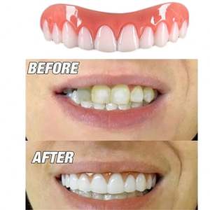 Couvre fausses dents supérieures et inférieures Placages sourire parfait Comfort Fit Flex Denture Paste Bretelles pour double rangée de dents - Product Image 2