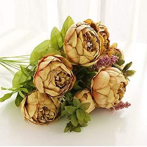 Bouquet de 13 têtes de pivoines artificielles en soie pour mur de mariage - Product Image 1
