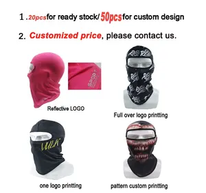 Balaclava de logotipo personalizada, máscara de logotipo personalizada com impressão completa para motocicleta snowboard e ski