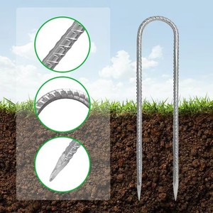 Black Galvanized U Shaped Steel <b>Ground</b> Reinforcement Piles Tent Pegs Garden Anchors Outdoor Fixing <b>Stakes</b> - Product Image 2