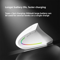 Souris optique sans fil, design ergonomique vertical, fonctionnement silencieux rechargeable, double mode USB, 6 boutons pour ordinateurs portables, bureaux