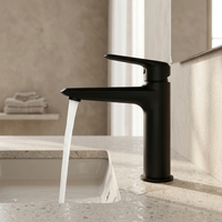 Keran Wastafel Kamar Mandi Modern Warna Hitam Doff, Tuas Tunggal, Bahan Tembaga, Pemasangan di Atas Meja, Mini Tap, Mixer Air Panas/Dingin, Aerator, Sensor Sentuh
