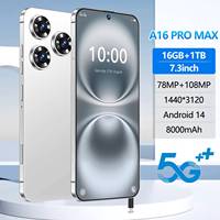 Nouveau modèle 2024 - Téléphone I16 original 16 Pro Max 5G CDMA LED 7,3 pouces 16 Go + 1 To, appareil photo arrière 108 MP, LTE Cellulaire, Version anglaise