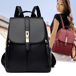 NEW Fashion Korean Ladies PU Leather <b>Backpack</b> <b>Large</b> Capacity Outdoor Travel Leisual Girls Daypack Bags for Women - Product Image 1