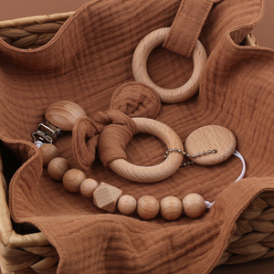 Venta al por mayor de madera de algodón bebé mordedor anillo bebé dentición juguetes niños madera mordedor para bebé - Product Image 6