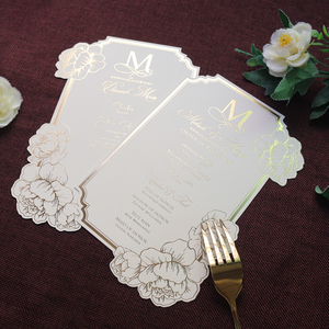 Cartes <span class=keywords><strong>de</strong></span> menu élégantes en papier <span class=keywords><strong>de</strong></span> forme irrégulière avec bordure florale et estampage à chaud doré, <span class=keywords><strong>texte</strong></span> personnalisé pour <span class=keywords><strong>mariage</strong></span>, fête ou événement - Product Image 6