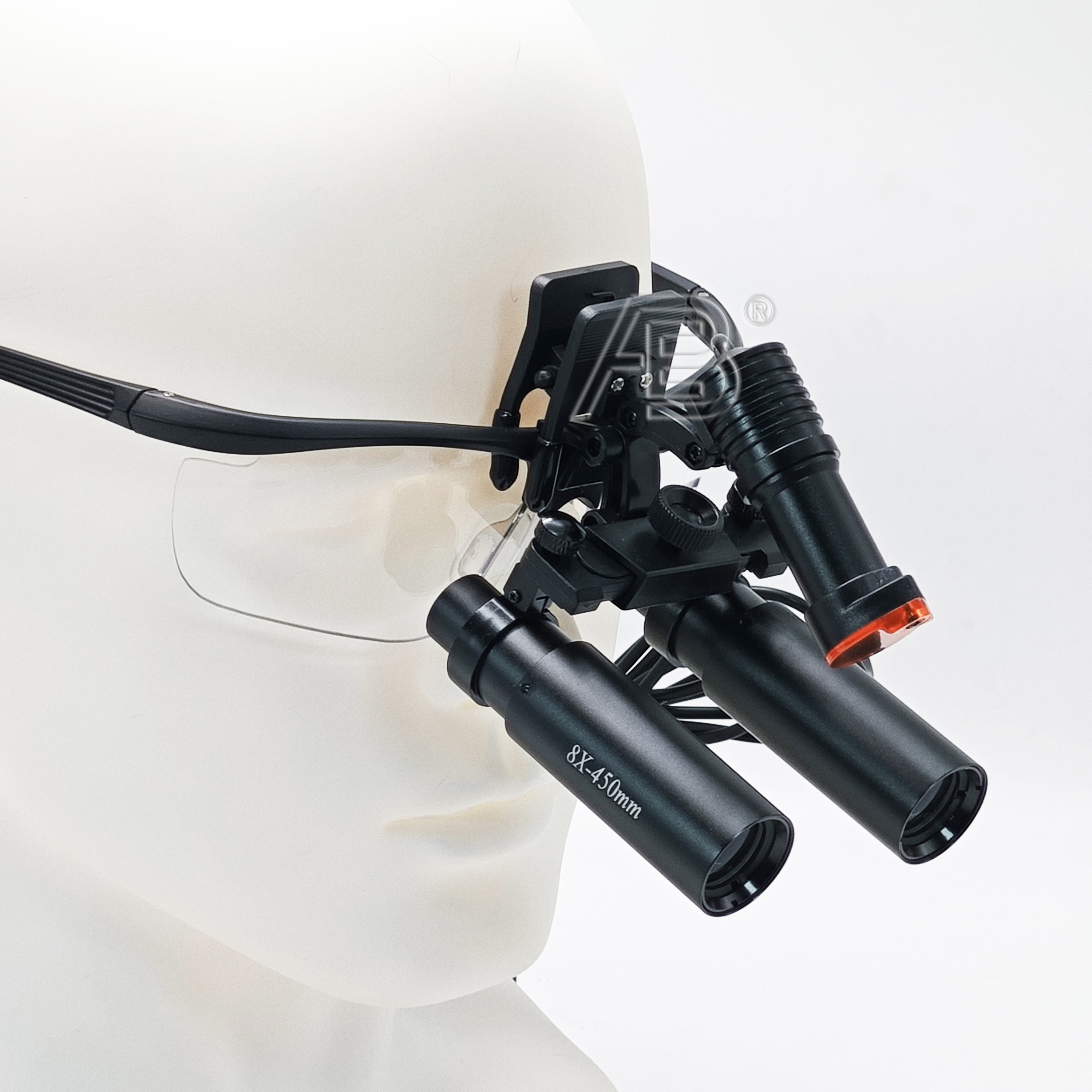 Loupes Binoculaires Dentaires 2.5x Avec Lumière LED 5W Sur Tête - Couleur Rouge, Réglable, Neuve
