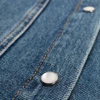 Jeans de Mezclilla Azul Lavado con Botones, Corte en A, Cintura Alta, Estilo Casual para Damas