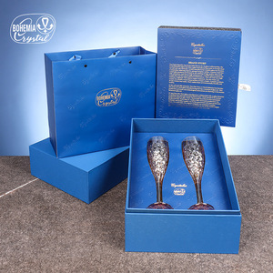 Bohemia Crystal <b>Champagne</b> Glass Set 2 Pieces Hand Blown Lead Free Gift <b>Box</b> For Weddings And Holidays - Product Image 3